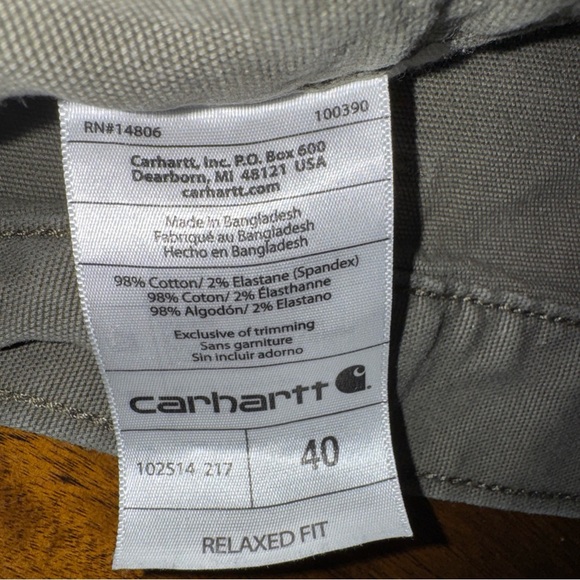 Carhartt Relaxed Fit Flat Front Shorts Mens Size 40 Waist Olive Green Casual - Picture 6 of 10